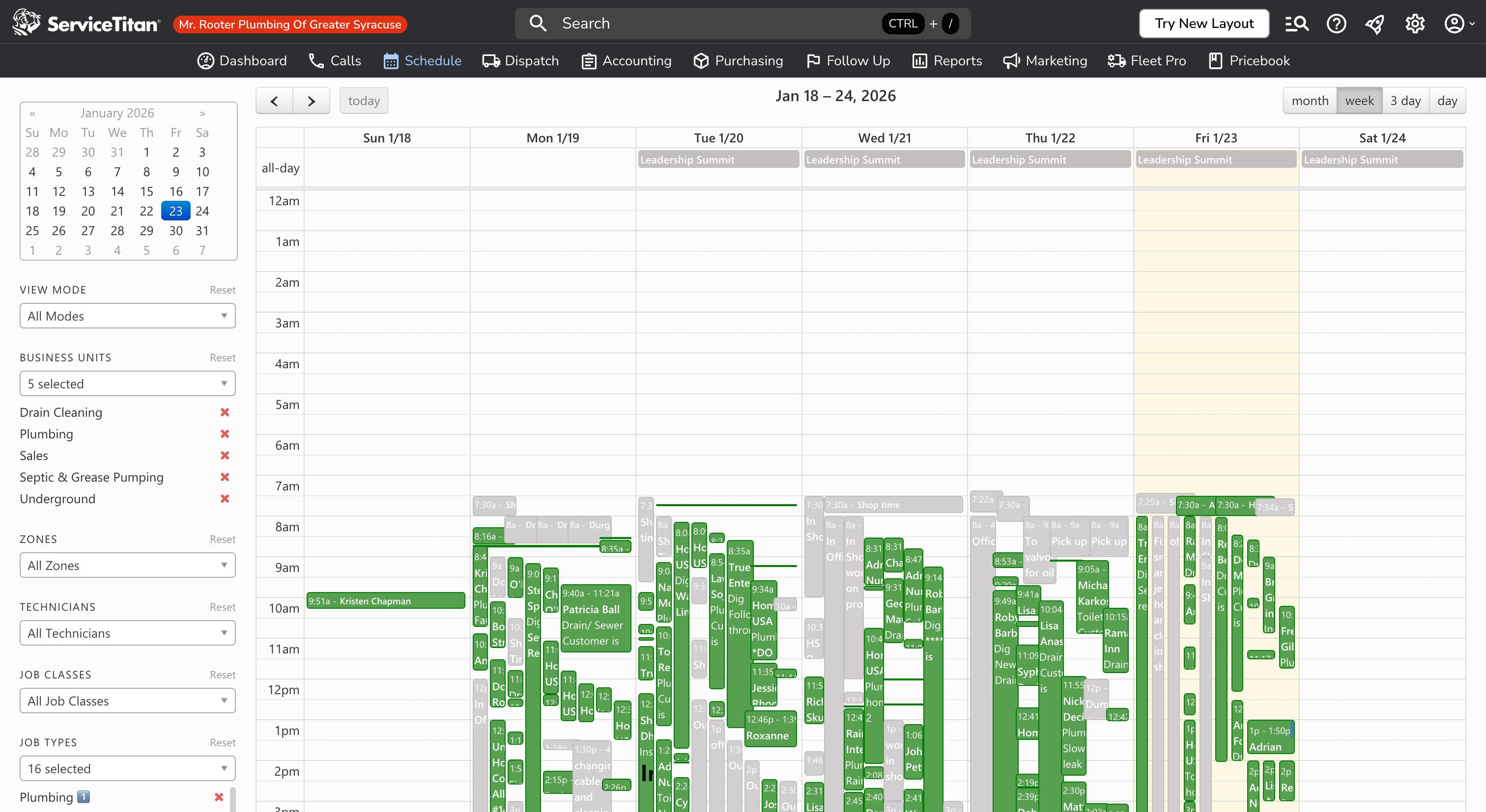 ServiceTitan Weekly Schedule